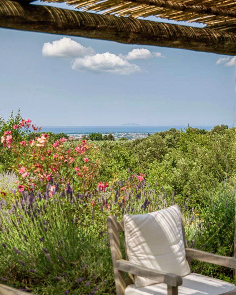 Terrazza della Tenuta Carpoli con vista sul mare della Costa Toscana